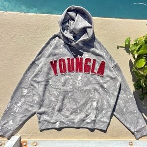 YoungLA Gray Hoodie with Red Logo